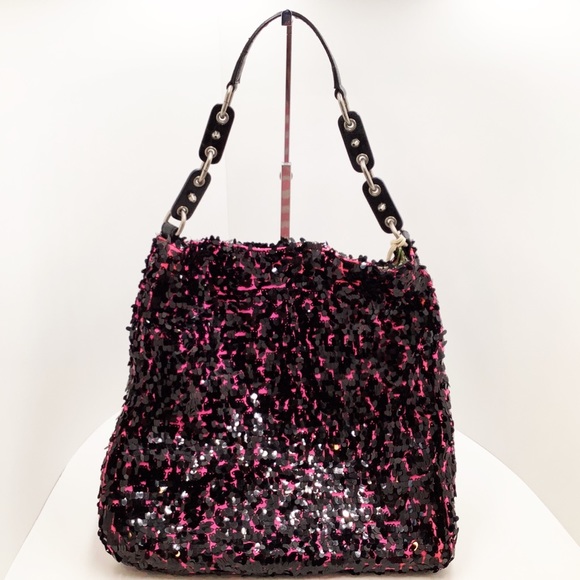 🆕{RACHAEL Rachael Roy} Pink & Black Sequined Tote - Picture 1 of 7
